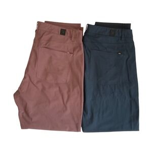 2 Vuori Meta Pants Mens 38 Navy Blue & Chestnut Brown V430-S Performance Pant